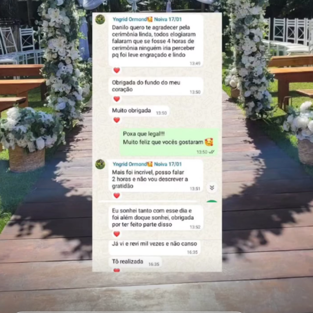 Depoimento de casal sobre a cerimônia com Danilo Coutinho