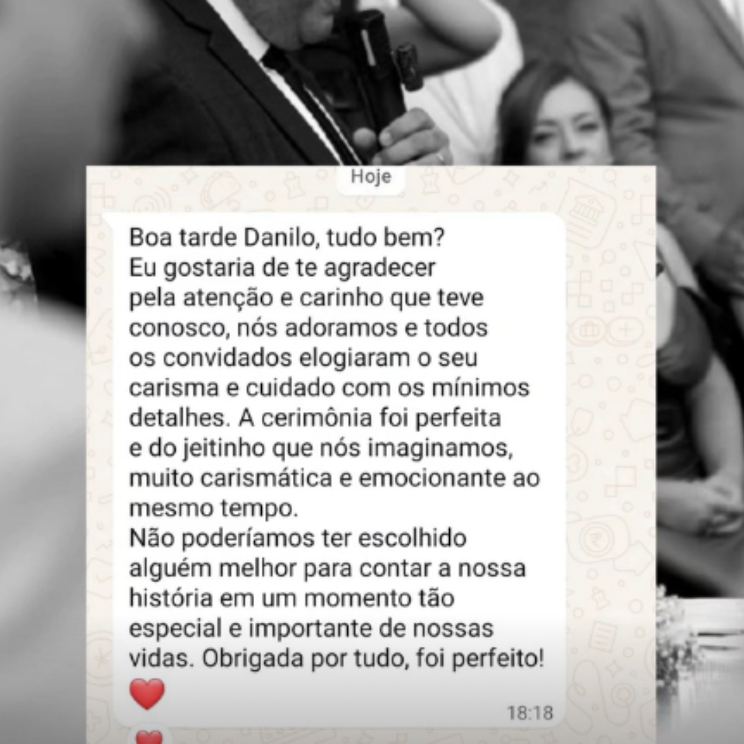 Depoimento de casal sobre a cerimônia com Danilo Coutinho